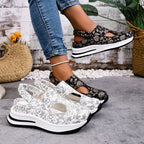 Damen Sportliche Sandaletten mit floralem Schnitt und rutschfester Sohle R&B