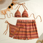 Damen Bikini-Set mit modischen Streifen und verstellbaren Trägern R&B