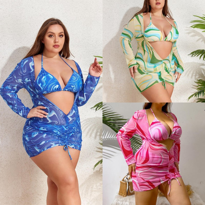 Damen Modischer Badeanzug mit Langarm und Wickeldetail R&B
