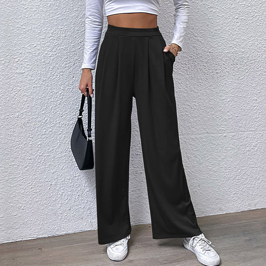 Damen weite Chinohose mit elegantem Faltenwurf und hohem Bund R&B