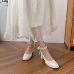 Damen elegante Absatzschuhe mit Perlenschmuck und Schleifen R&B