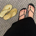 Damen Glitzernde Zehentrenner Sandalen mit edlem Metallic-Look R&B
