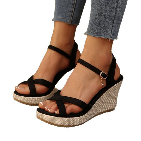 Damen Wedge-Sandalen mit eleganten Riemchen und bequemer Sohle R&B
