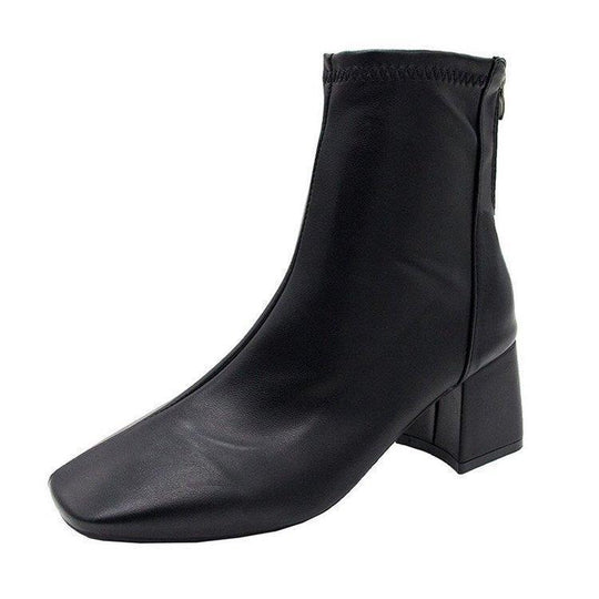Damen elegante Stiefeletten mit blockiertem Absatz und Reißverschluss R&B