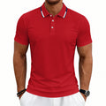 Herren nan tailliertes Kurzarm-Poloshirt mit Kontrastkragen aus atmungsaktivem Piqué R&B