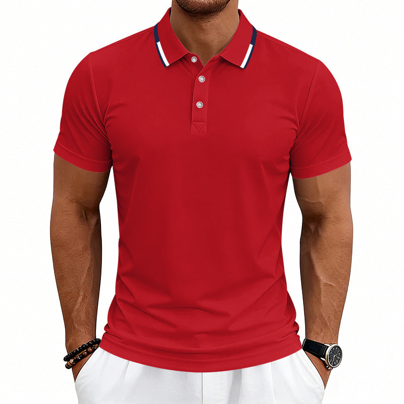 Herren nan tailliertes Kurzarm-Poloshirt mit Kontrastkragen aus atmungsaktivem Piqué R&B