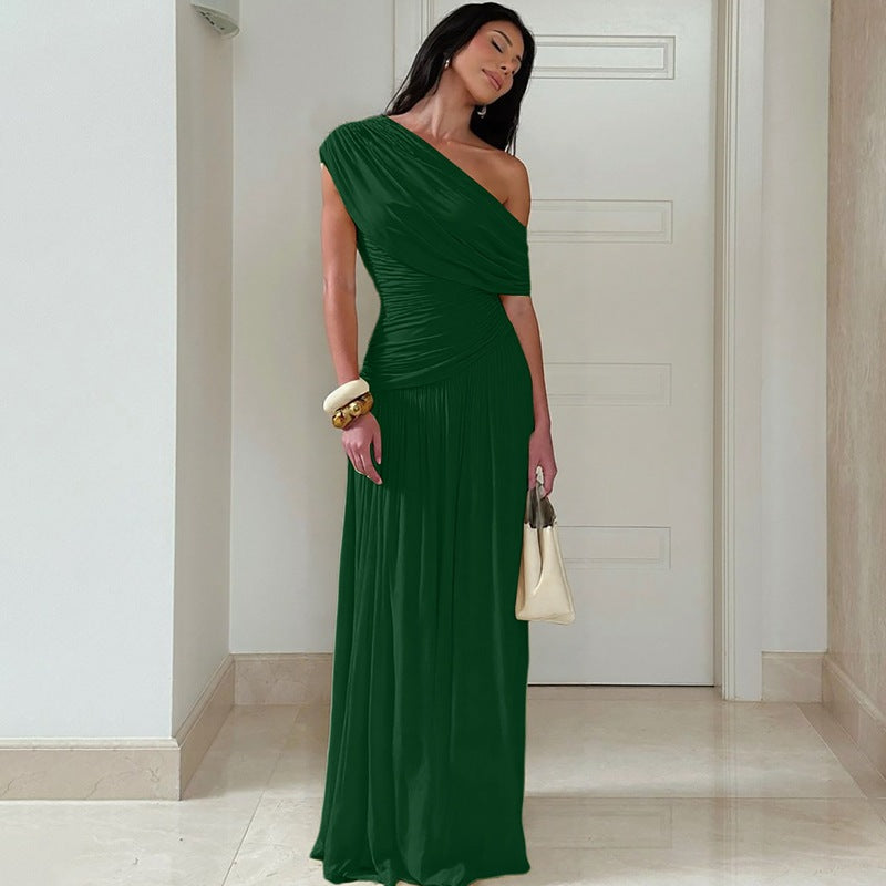 Damen Elegantes asymmetrisches Maxikleid mit Raffungen R&B