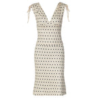 Damen Elegantes Polka-Dot Kleid mit tiefem V-Ausschnitt und verstellbaren Schulterbändern R&B