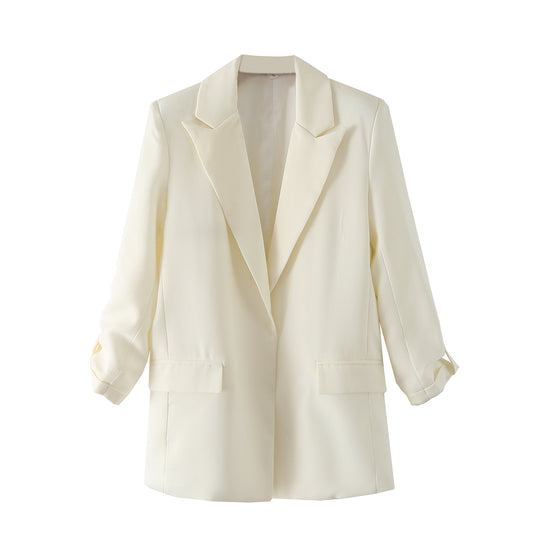 Damen elegante Blazerjacke mit modernem Schnitt und strukturiertem Gewebe R&B
