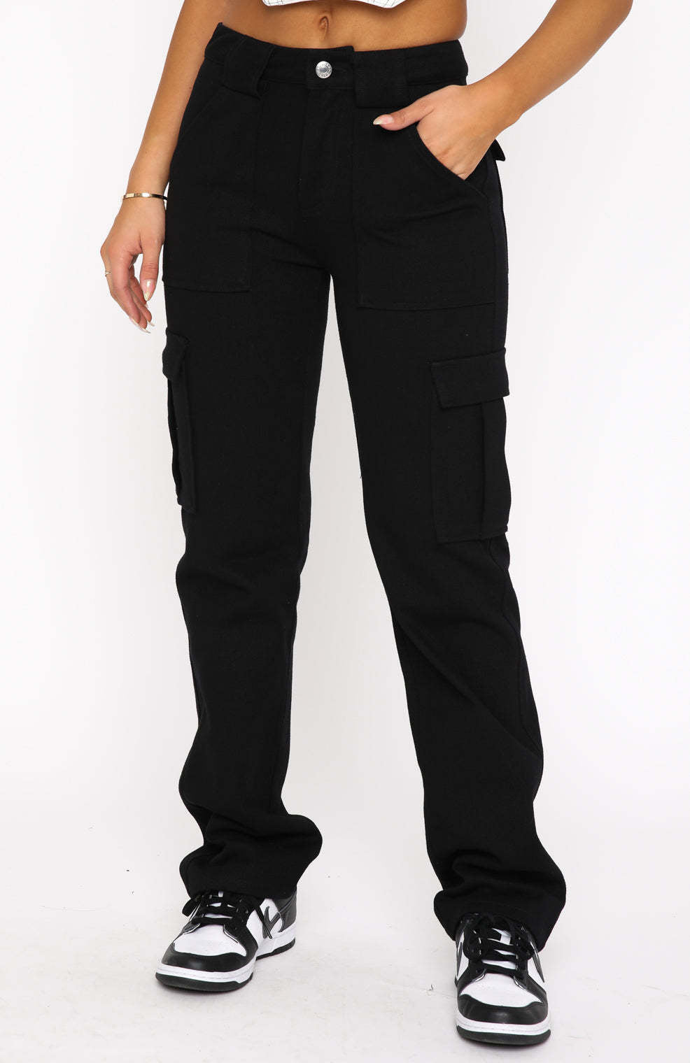 Damen Cargo-Style Hose mit hohen Taschen und entspannter Passform R&B