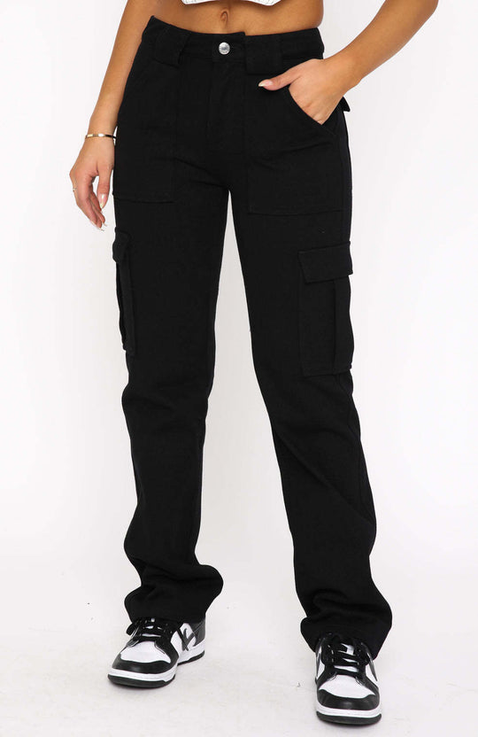 Damen Cargo-Style Hose mit hohen Taschen und entspannter Passform R&B