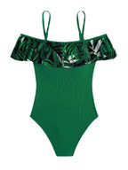 Damen Badeanzug mit floralem Volant R&B
