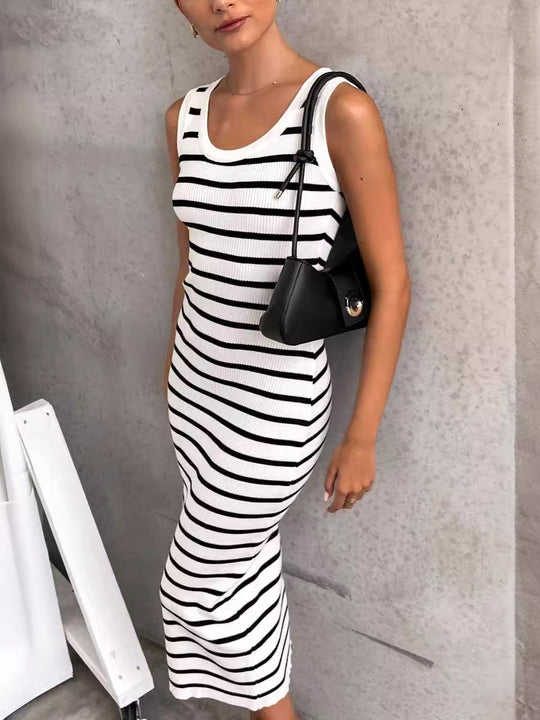 Damen Maxikleid im modernen Streifenlook R&B