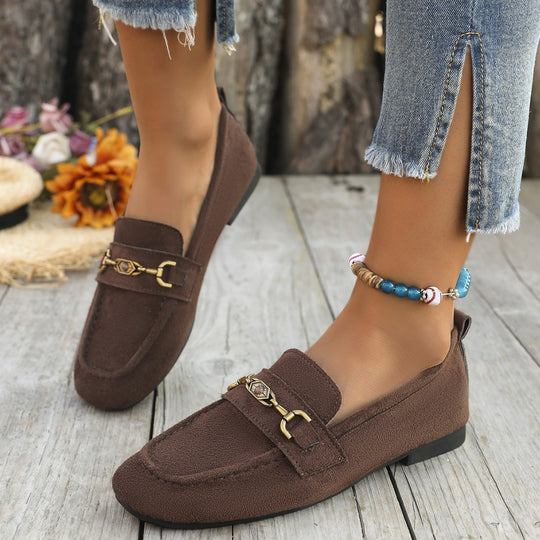 Damen Mokassins mit schicke Goldakzent und weichem Veloursleder R&B