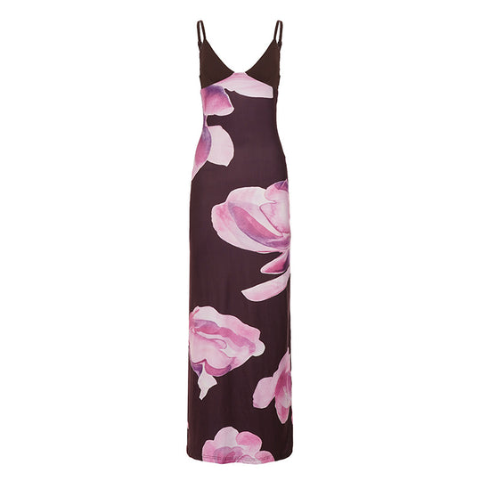 Damen Maxikleid mit floralem Print und verstellbaren Trägern R&B