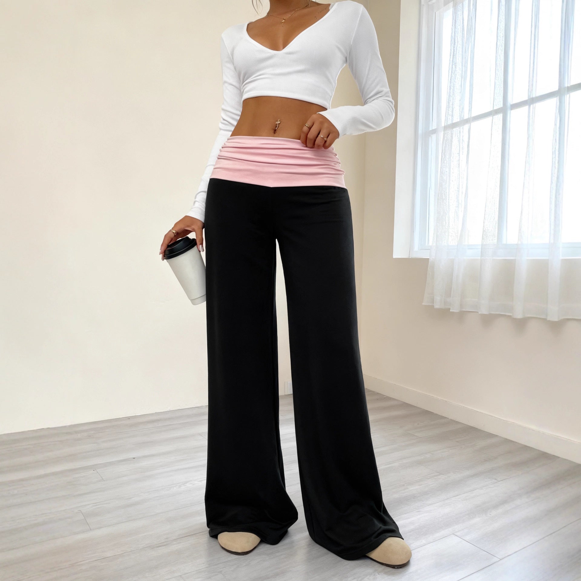 Damen Bequeme Loungehose mit hohem Bund R&B