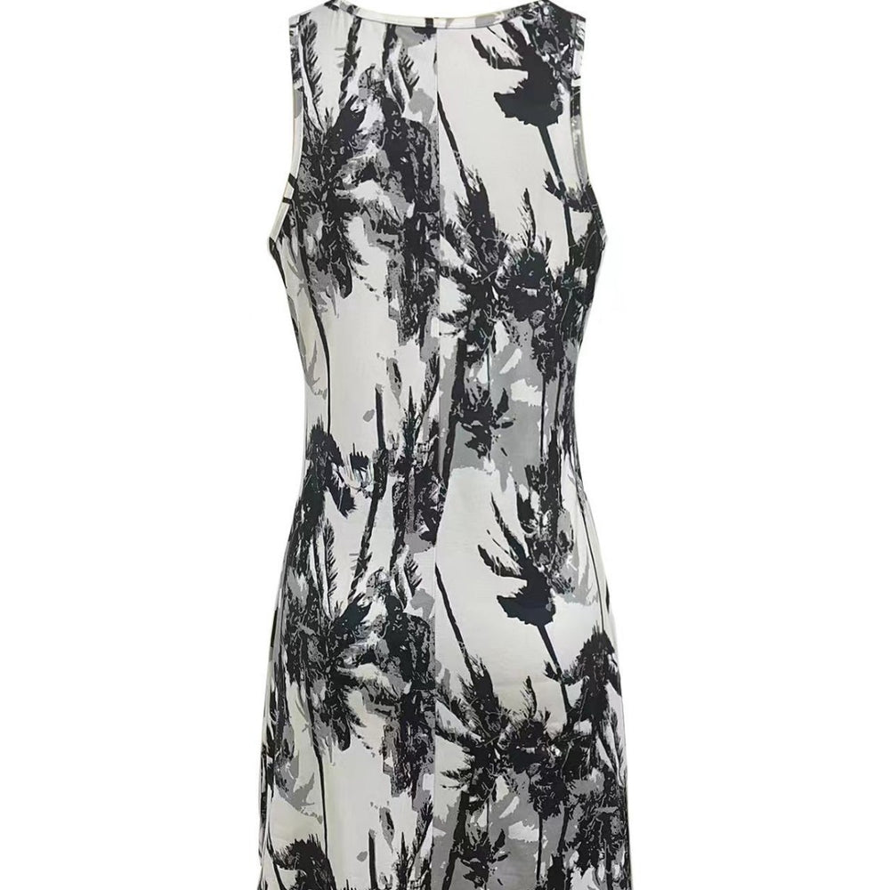 Damen Sommerliches Freizeitkleid mit modernem Palmenmuster R&B