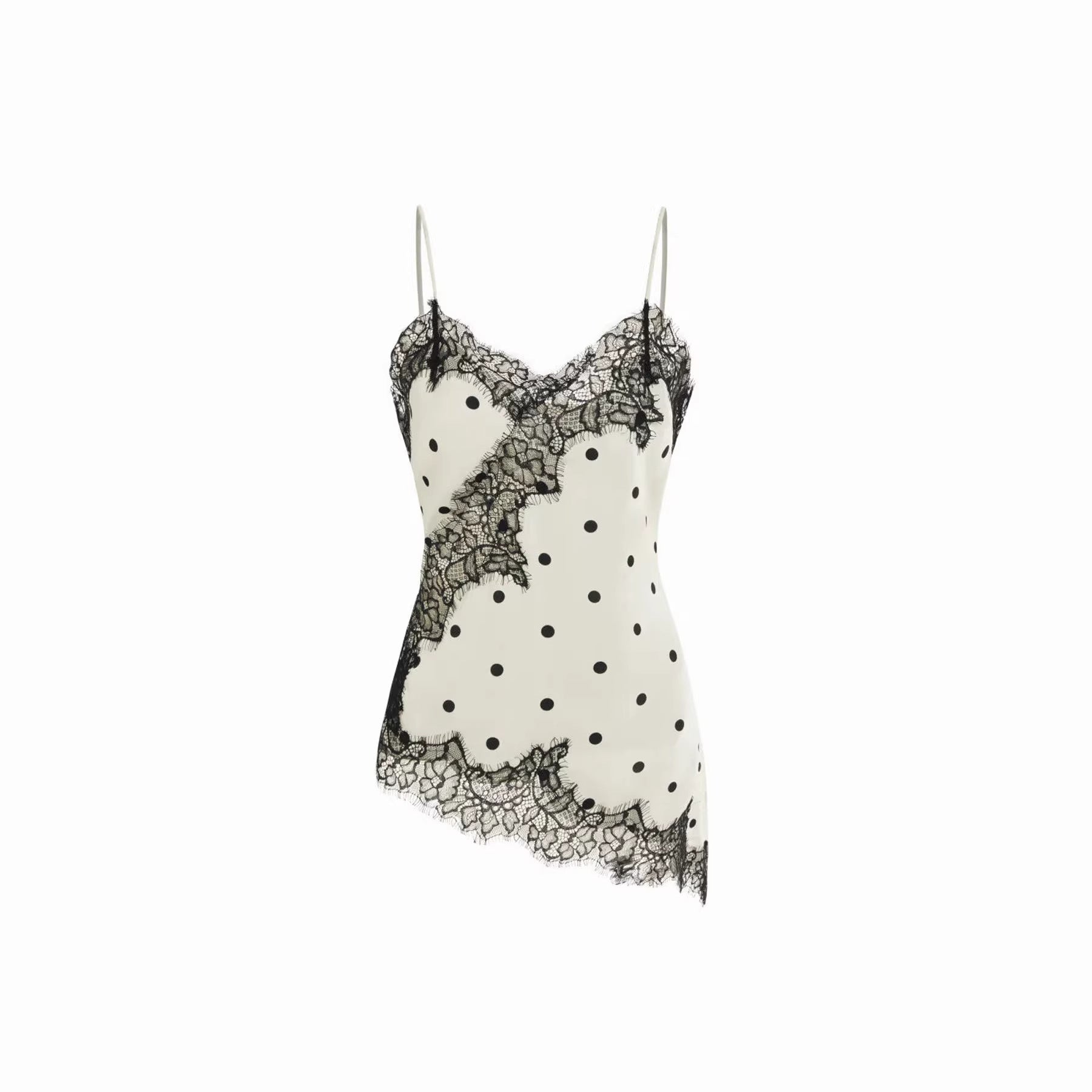 Damen Satin Top mit eleganter Spitze und Spaghettiträger R&B