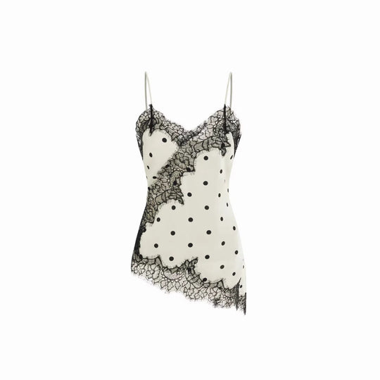 Damen Satin Top mit eleganter Spitze und Spaghettiträger R&B