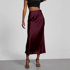 Damen Stilvolle Satin-Stretchrock mit hohem Bund und fließendem Schnitt R&B