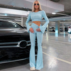 Damen Bootcut Jumpsuit mit weitem Ärmel R&B