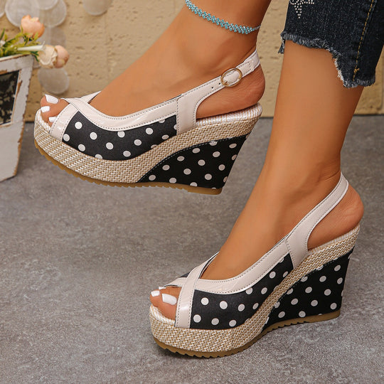 Damen Wedge-Sandalen mit buntem Punkte-Design R&B