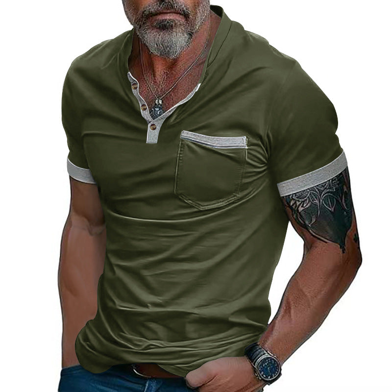 Herren Poloshirt mit modischem Kragen und Brusttasche