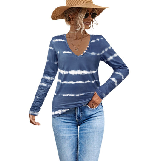 Damen Langarmshirt mit modernem Batikmuster R&B