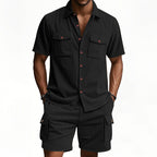 Herren komfortables Freizeitoutfit mit Kurzarmhemd und lockeren Shorts R&B