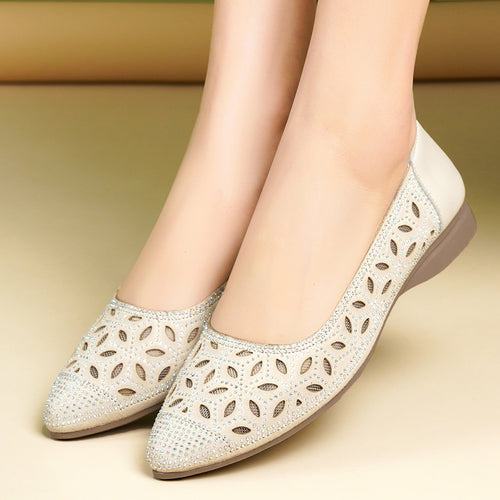 Damen Luftige Ballerinas mit verziertem Lochdesign und gemütlichem Fußbett R&B