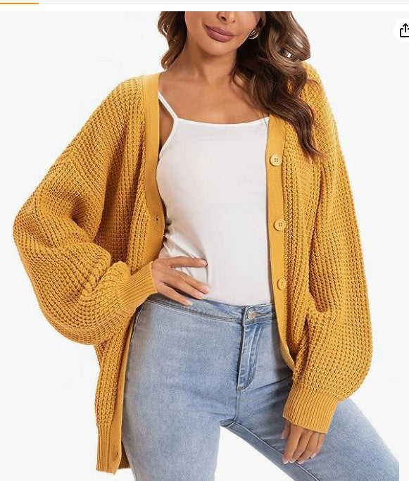 Damen Grobstrickcardigan mit überschnittenen Ärmeln R&B