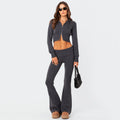 Damen Cropped Strick-Set mit hoher Taille und weitem Bein R&B