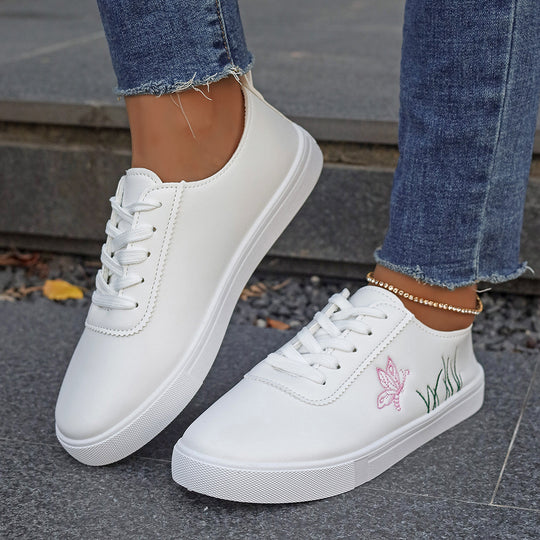 Damen Sneakers mit floralem Stickdesign und komfortabler Sohle R&B