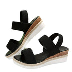 Damen Wedge-Sandalen mit elastischen Riemen und rutschfester Sohle R&B