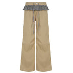 Damen Weite Freizeithose mit Rüschendetails und verstellbarem Bund R&B