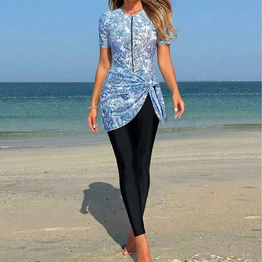 Damen Sportlicher Surfanzug mit asymmetrischem Schnitt und Wickeldetail R&B