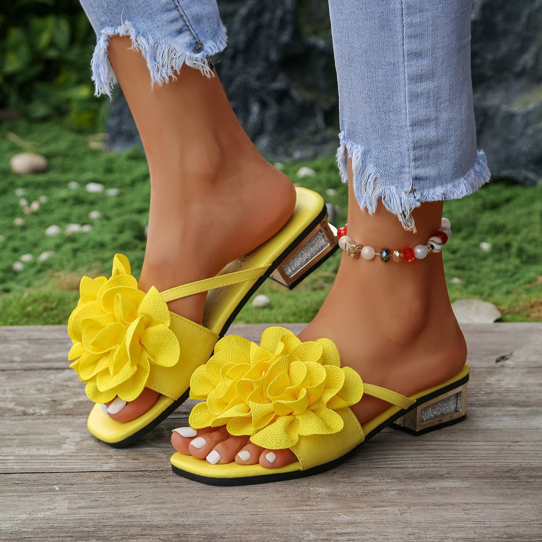 Damen elegante Sling-Sandalen mit floralen Akzenten und komfortablem Fußbett R&B