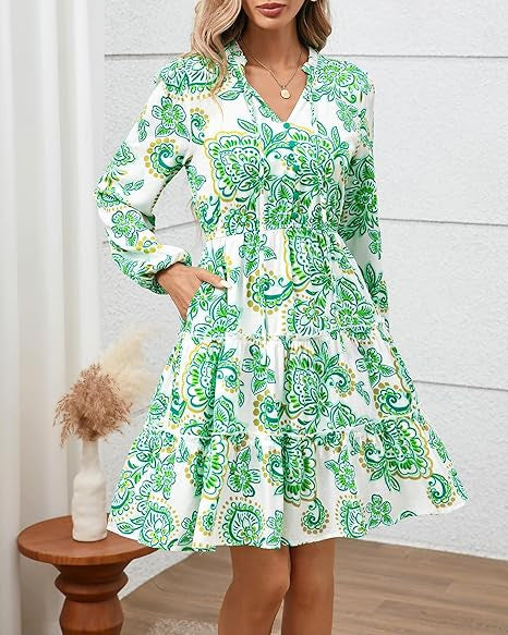 Damen Freizeitkleid mit Rüschendetails und floralem Muster R&B