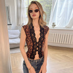 Damen Transparente Spitzenbluse mit Leopardenmuster R&B 1778568971