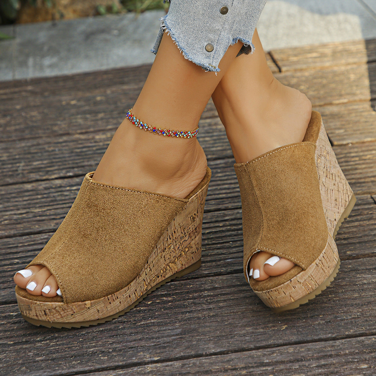 Damen Clogs mit elegantem Kork-Wedge-Design R&B