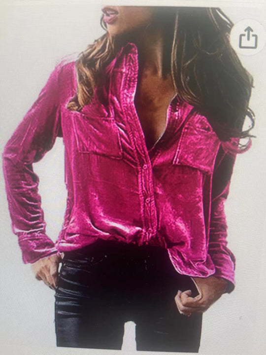 Damen Satin Bluse mit dekorativen Brusttaschen R&B