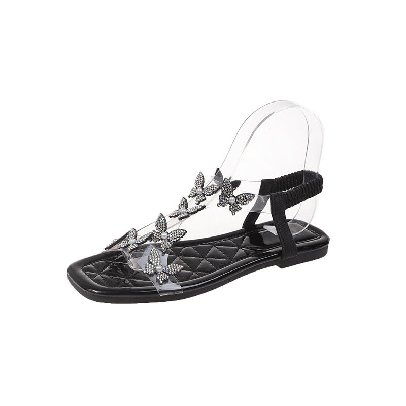 Damen Glamouröse Flip-Flops mit funkelnden Riemen und elastischem Fußbett R&B