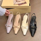Damen elegante Slingback-Ballerinas mit modischem Schleifendetail und komfortablem Fußbett R&B