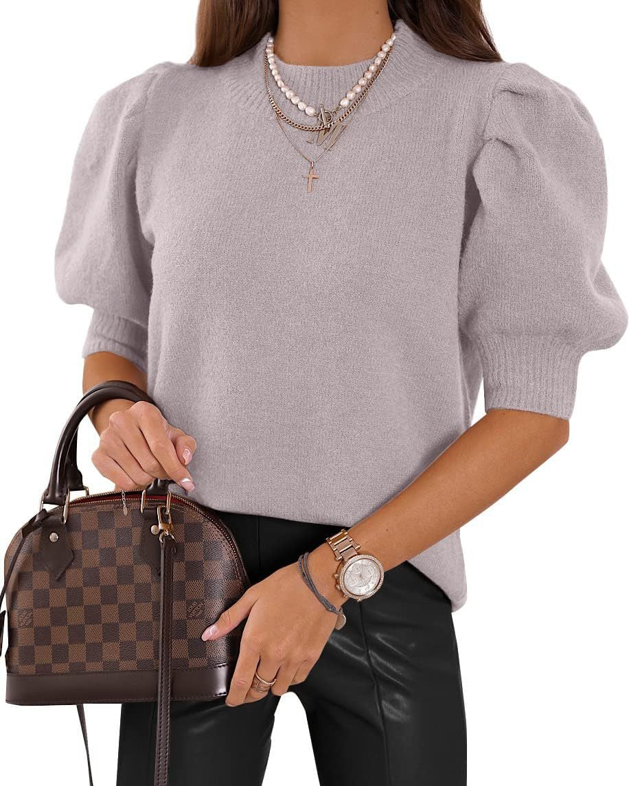 Damen Puffärmel Strickpullover R&B