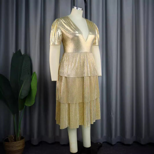 Damen Glänzendes Abendkleid mit voluminösem Rüschendesign R&B