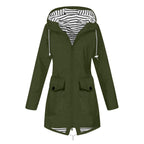 Damen Outdoor-Jacke mit verstellbarem Kapuzenkragen und dekorativen Taschen R&B