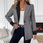 Damen Blazer mit eleganter Satin-Oberfläche und kontrastierenden Besätzen R&B