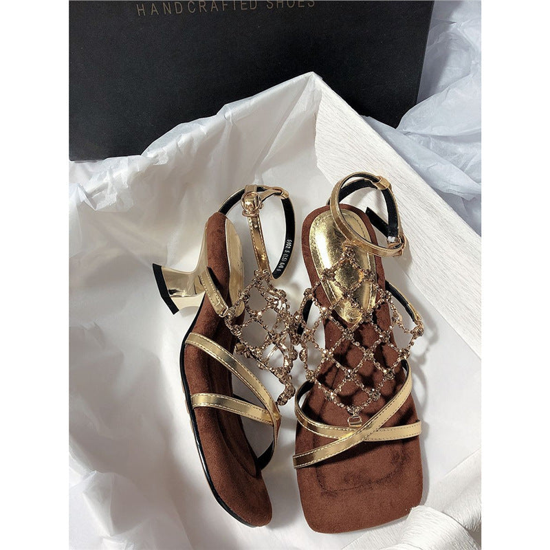 Damen elegante Sandalen mit dekorativem Strassbesatz R&B