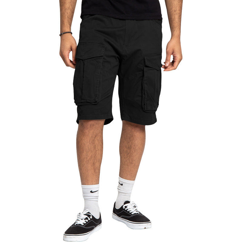 Herren nan Cargoshorts mit großen Klappentaschen, geradem Bein und lockerer Knielänge R&B