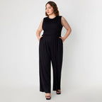 Damen Jumpsuit mit elegantem schulterfreiem Design und praktischen Seitentaschen R&B